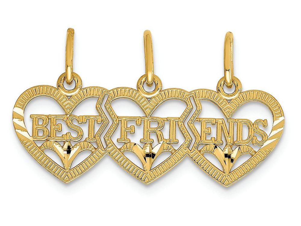FJC Finejewelers 14k Yellow Gold Triple Heart Bright Cut Best Friends Break-apart Charm