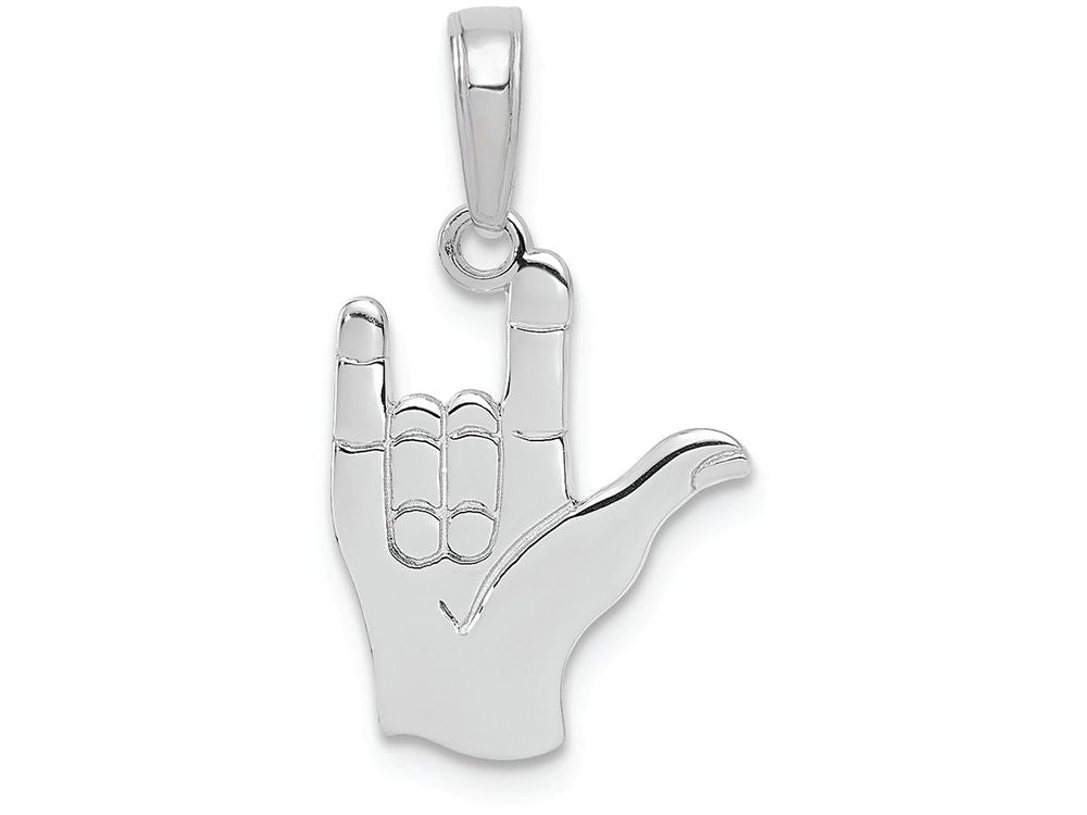 FJC Finejewelers 14k White Gold I Love You Hand Sign Language Charm