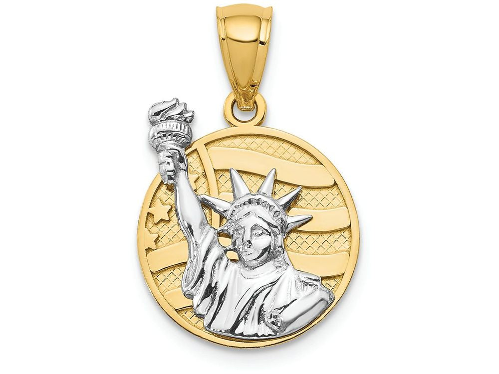 FJC Finejewelers 14k Two-tone Gold Small Lady Liberty On American Flag Disk Charm