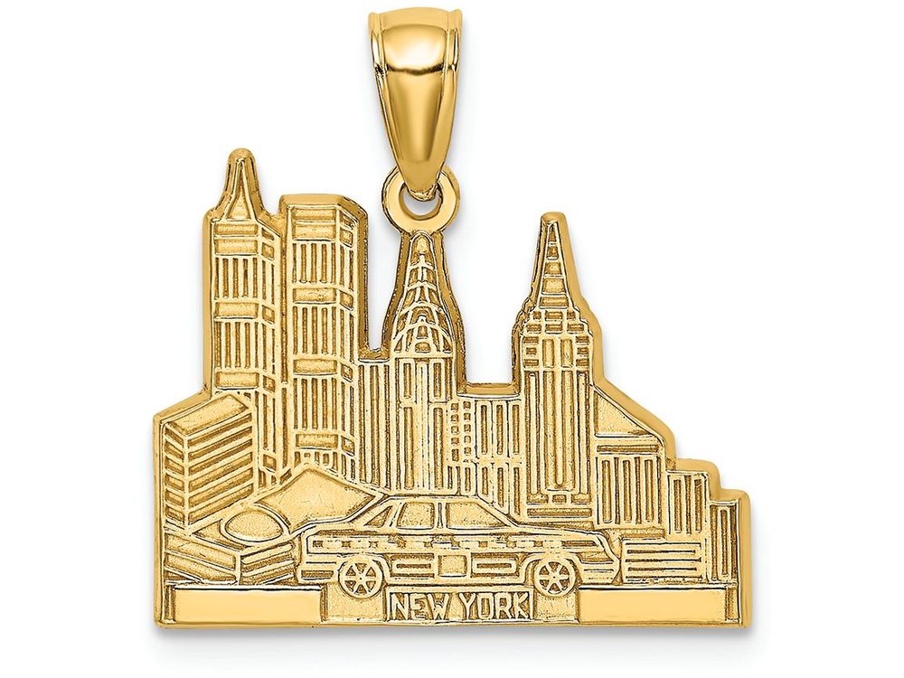 FJC Finejewelers 14k Yellow Gold Cut-out New York Skyline with Taxi Charm