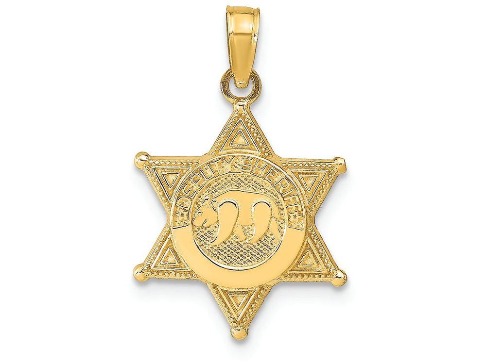 FJC Finejewelers 14k Yellow Gold Deputy Sheriff Badge with Bear Charm