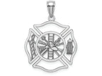 FJC Finejewelers 14k White Gold White Fireman Shield Charm