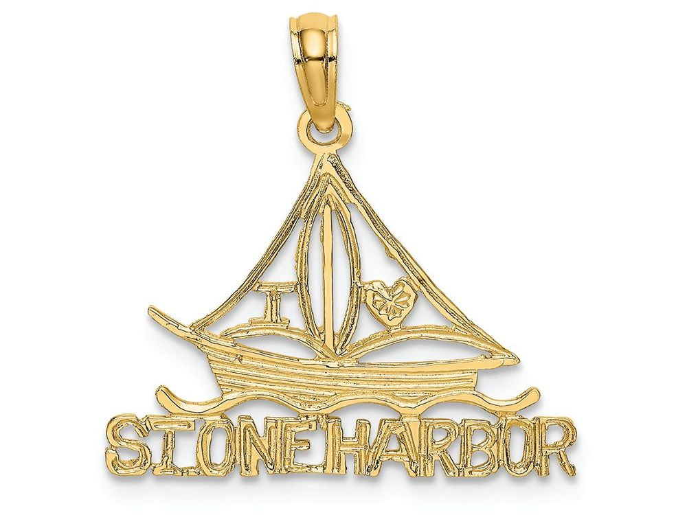FJC Finejewelers 14k Yellow Gold I Love Stone Harbor Sailboat Charm