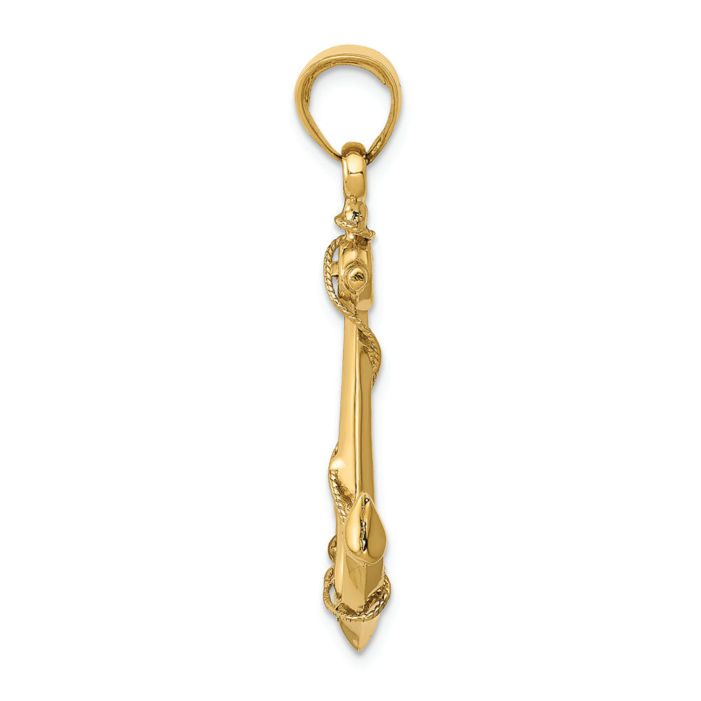 FJC Finejewelers 14k Yellow Gold 3d Anchor with Rope Charm