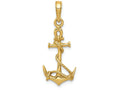 FJC Finejewelers 14k Yellow Gold 3d Anchor with Shackle And Entwined Rope Charm