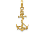 FJC Finejewelers 14k Yellow Gold 3d Anchor with Shackle And Entwined Rope Charm