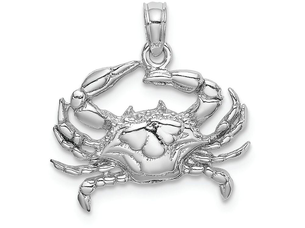 FJC Finejewelers 14k White Gold White Blue Crab Charm