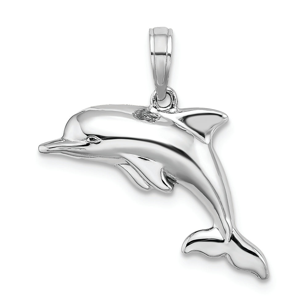 FJC Finejewelers 14k White Gold White 3d Puffed Dolphin Charm