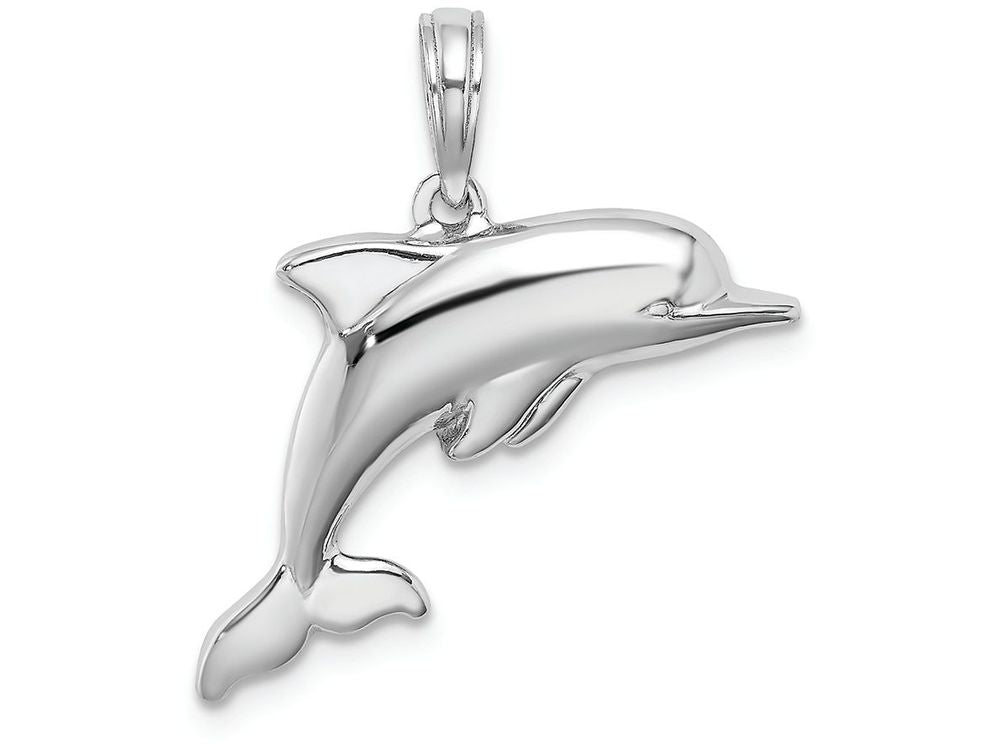 FJC Finejewelers 14k White Gold White 3d Puffed Dolphin Charm