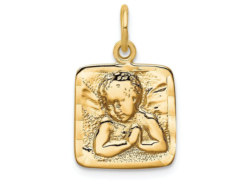 FJC Finejewelers 14k Yellow Gold Satin Bright Cut Angel Charm