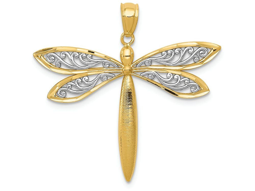 FJC Finejewelers 14k Yellow Gold with with Rhodium Dragonfly Charm