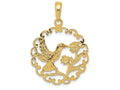 FJC Finejewelers 14k Yellow Gold Hummingbird In Round Frame Charm
