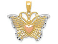 FJC Finejewelers 14k Yellow Rose with with Rhodium Butterfly with Heart Charm