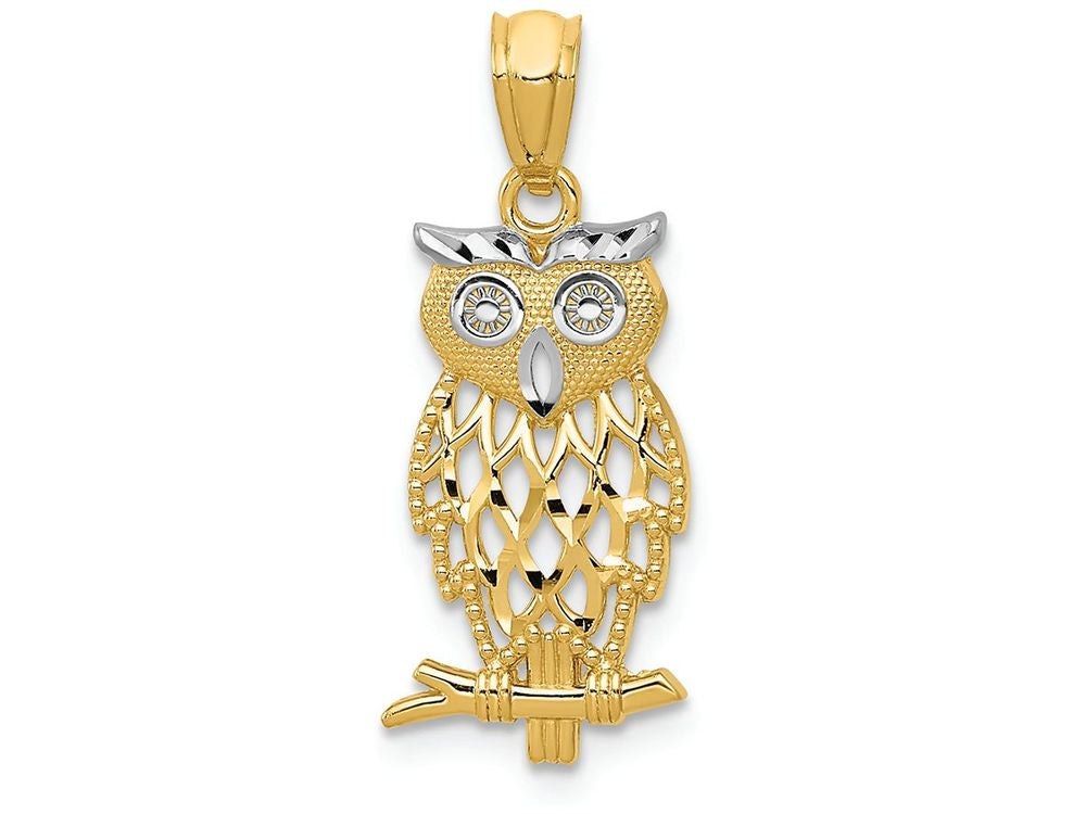 FJC Finejewelers 14k Yellow Gold with Rhodium Owl Charm