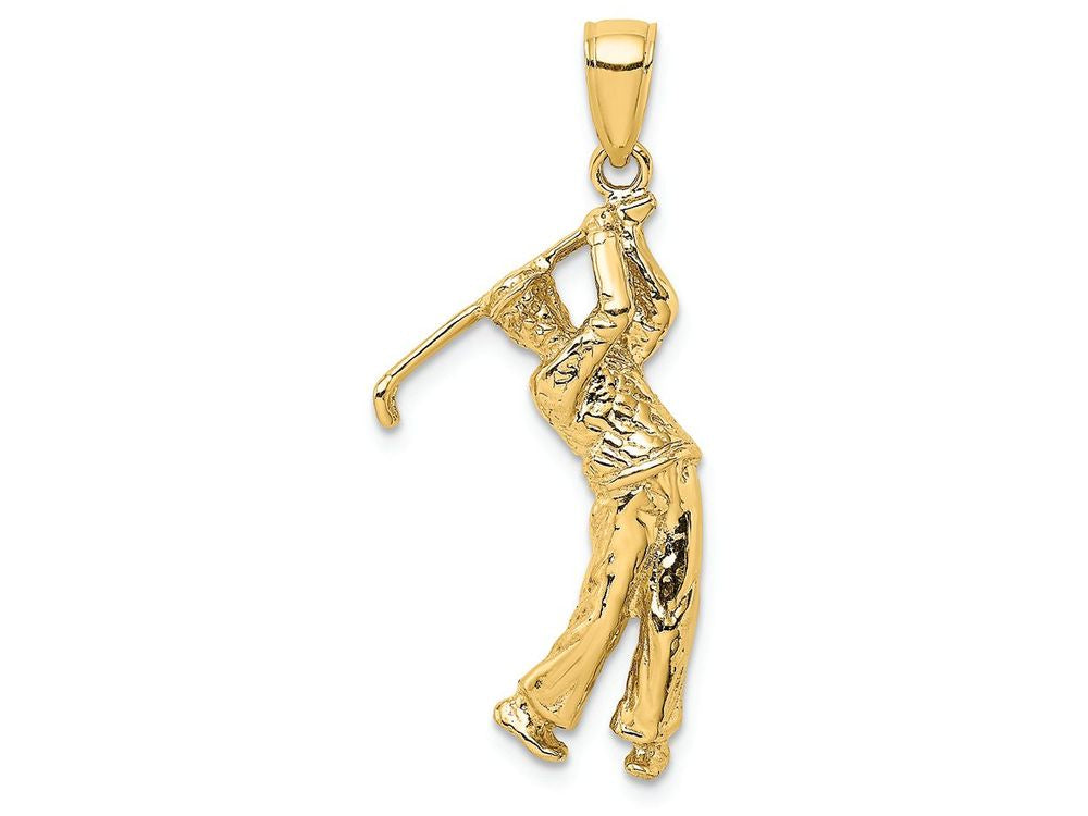 FJC Finejewelers 14k Yellow Gold 3d Golfer In Swing Charm
