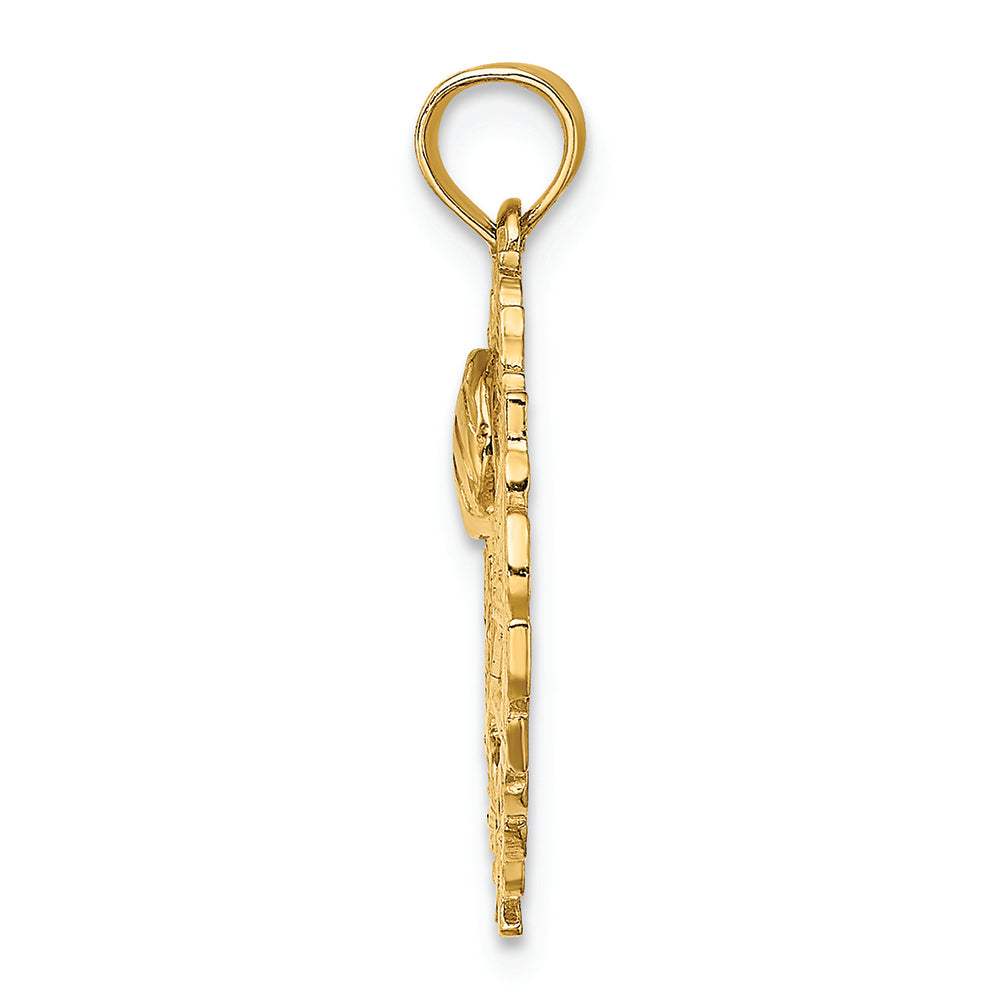 FJC Finejewelers 14k Yellow Gold Volleyball Story In Leaf Circle Charm