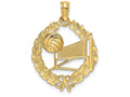 FJC Finejewelers 14k Yellow Gold Volleyball Story In Leaf Circle Charm