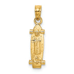 FJC Finejewelers 14k Yellow Gold 3d Skate Board Charm