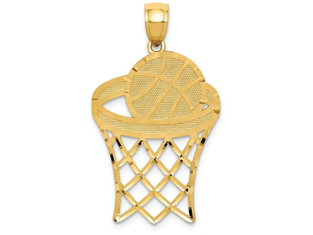 FJC Finejewelers 14k Yellow Gold Basketball In Hoop Bright Cut Charm