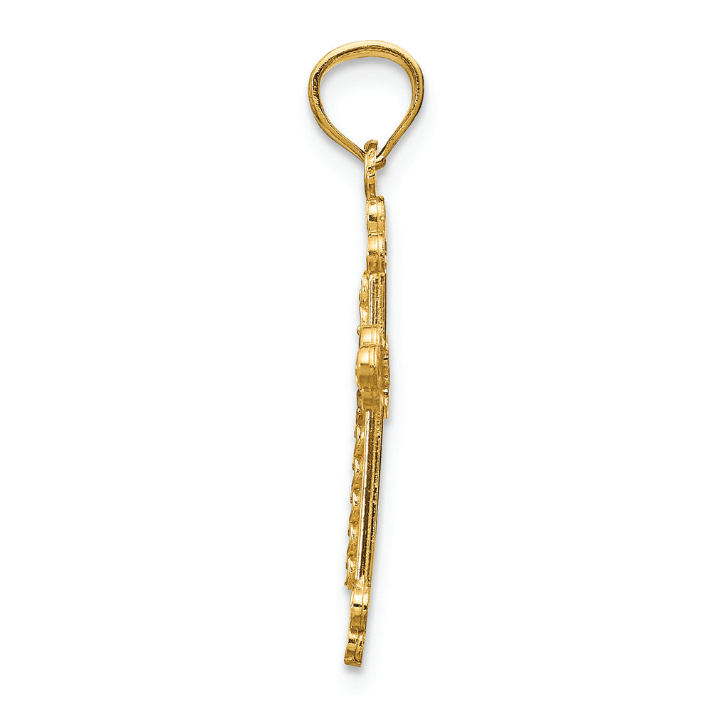 FJC Finejewelers 14k with with Rhodium Budded Cross Charm