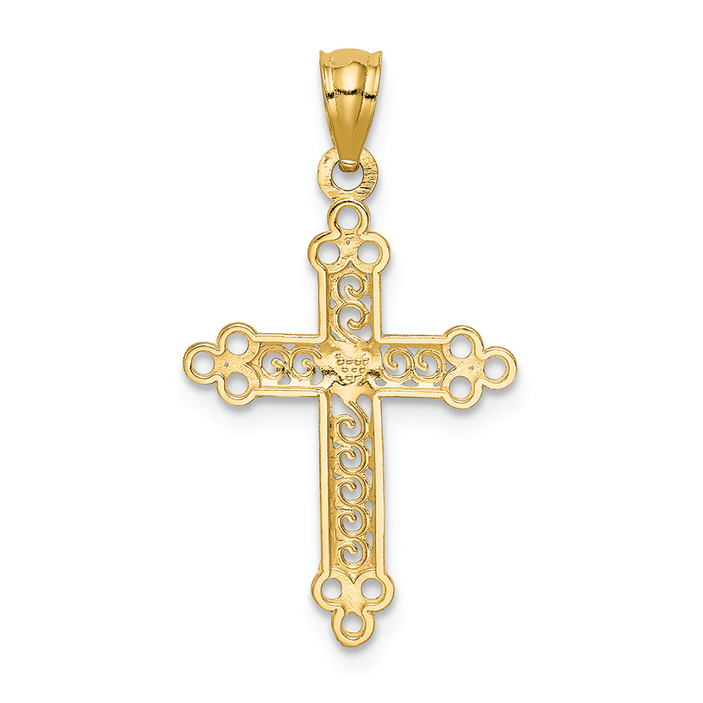 FJC Finejewelers 14k with with Rhodium Budded Cross Charm