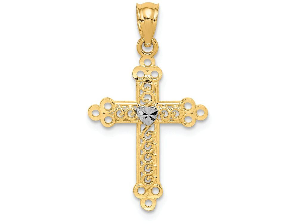 FJC Finejewelers 14k with with Rhodium Budded Cross Charm