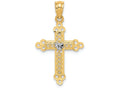 FJC Finejewelers 14k with with Rhodium Budded Cross Charm