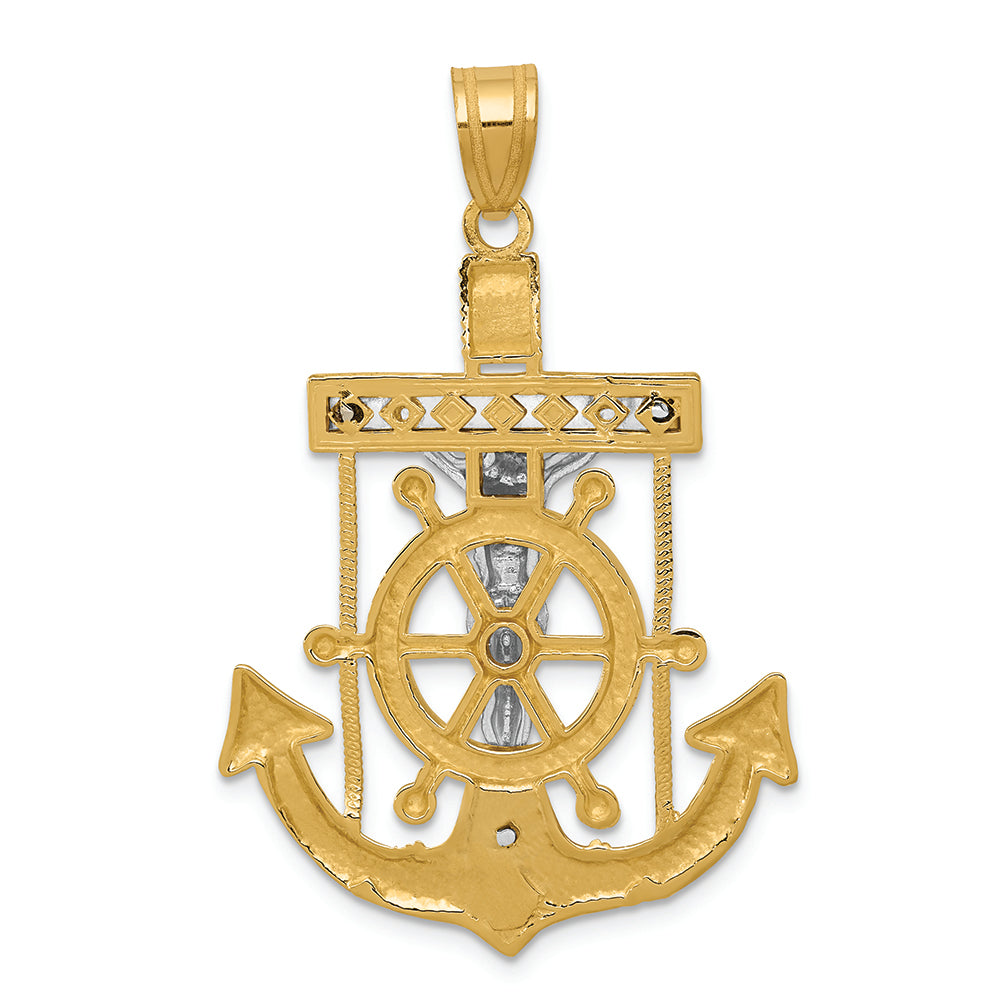 FJC Finejewelers 14k Two-tone Gold Bright Cut Mariner's Cross Charm