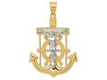 FJC Finejewelers 14k Two-tone Gold Bright Cut Mariner's Cross Charm