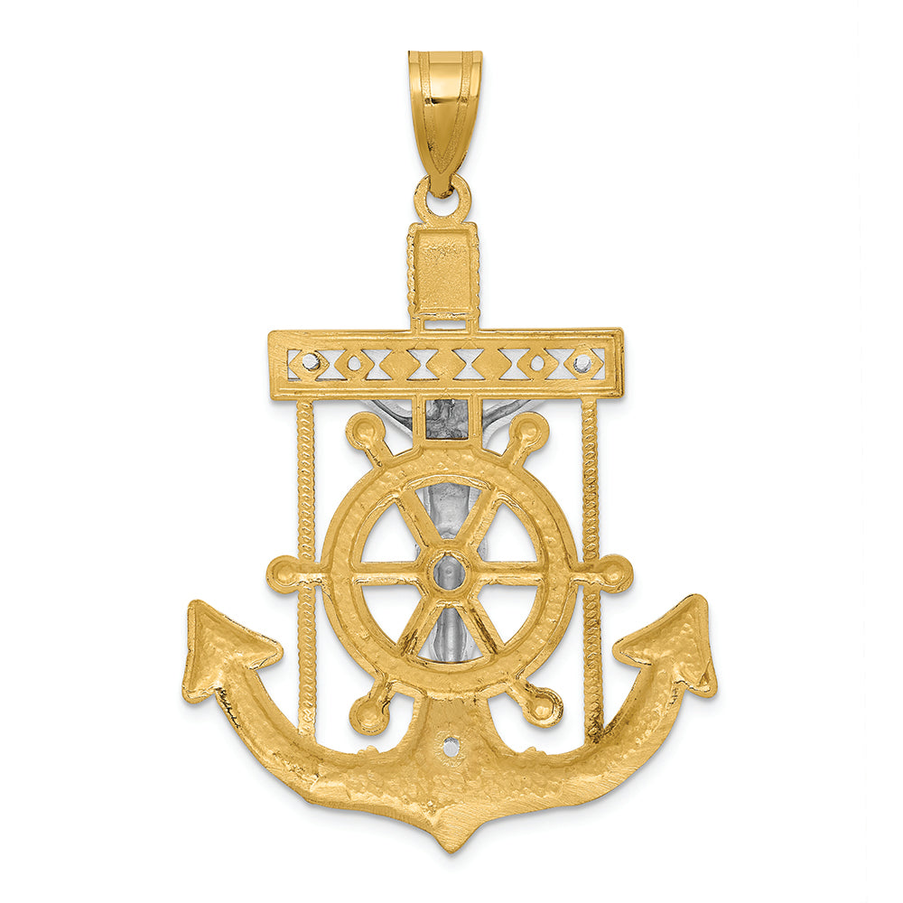 FJC Finejewelers 14k Two-tone Gold Bright Cut Mariner's Cross Charm
