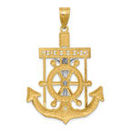 FJC Finejewelers 14k Two-tone Gold Bright Cut Mariner's Cross Charm