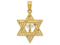 FJC Finejewelers 14k Yellow Gold Bright Cut Star Of David with Cross Charm