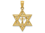 FJC Finejewelers 14k Yellow Gold Bright Cut Star Of David with Cross Charm