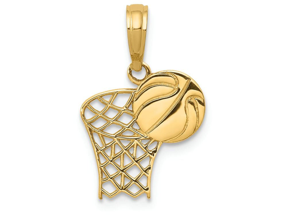 FJC Finejewelers 14k Yellow Gold Basketball Hoop And Ball Charm
