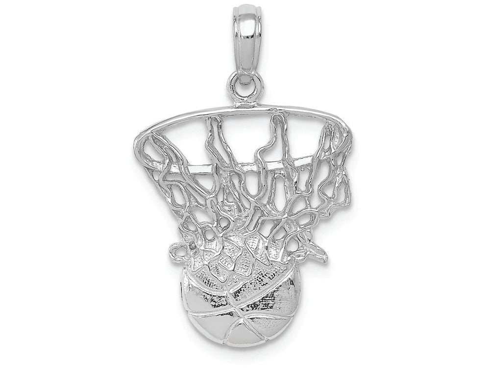FJC Finejewelers 14k White Gold Swoosh Basketball And Net Charm