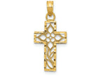 FJC Finejewelers 14k Yellow Gold Bright Cut Filigree Cross Charm