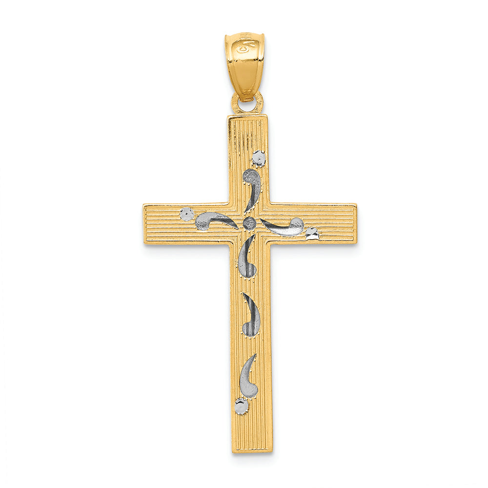 FJC Finejewelers 14k Two-tone Gold Bright Cut Cross Charm