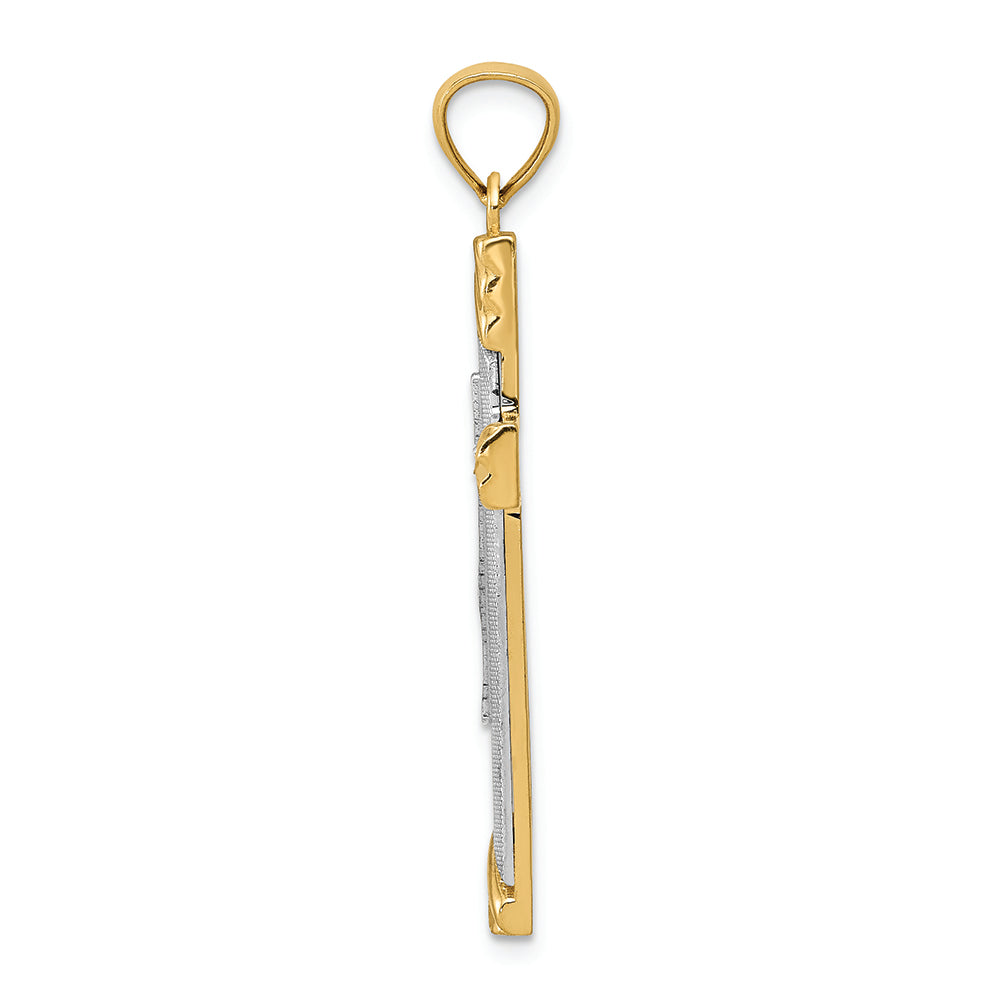 FJC Finejewelers 14k Two-tone Gold Bright Cut Cross Charm