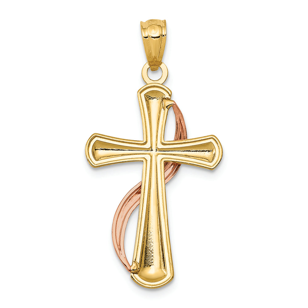 FJC Finejewelers 14k Two-tone Gold Polished Cross Charm