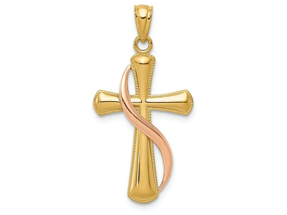 FJC Finejewelers 14k Two-tone Gold Polished Cross Charm