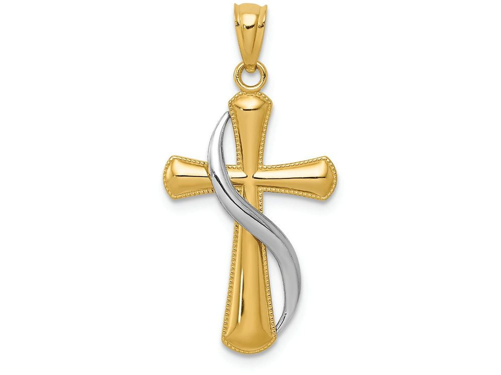 FJC Finejewelers 14k Two-tone Gold Polished Cross Charm