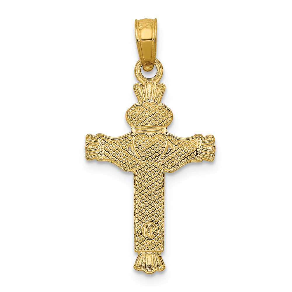 FJC Finejewelers 14k Yellow Gold Claddagh Cross Charm