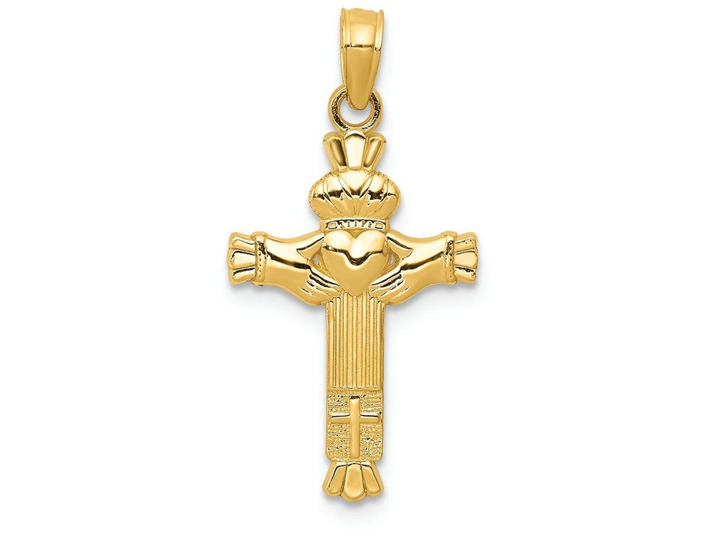 FJC Finejewelers 14k Yellow Gold Claddagh Cross Charm