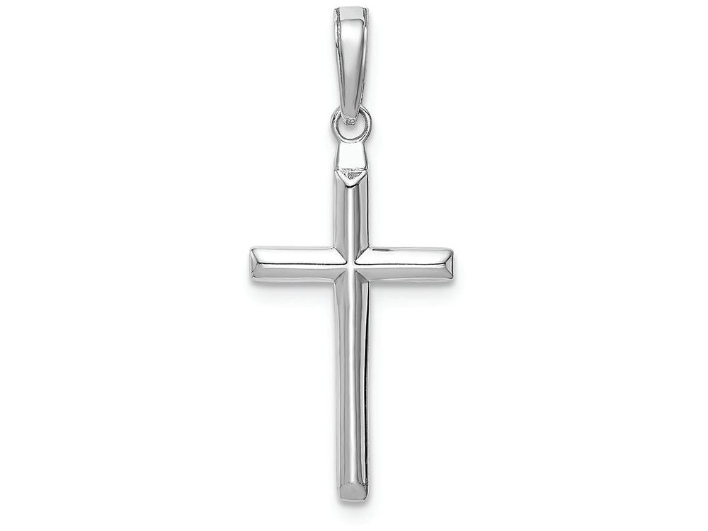 FJC Finejewelers 14k White Gold 3d Beveled Stick Cross Charm