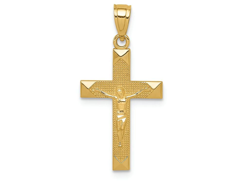 FJC Finejewelers 14k Yellow Gold Bright Cut Crucifix Charm