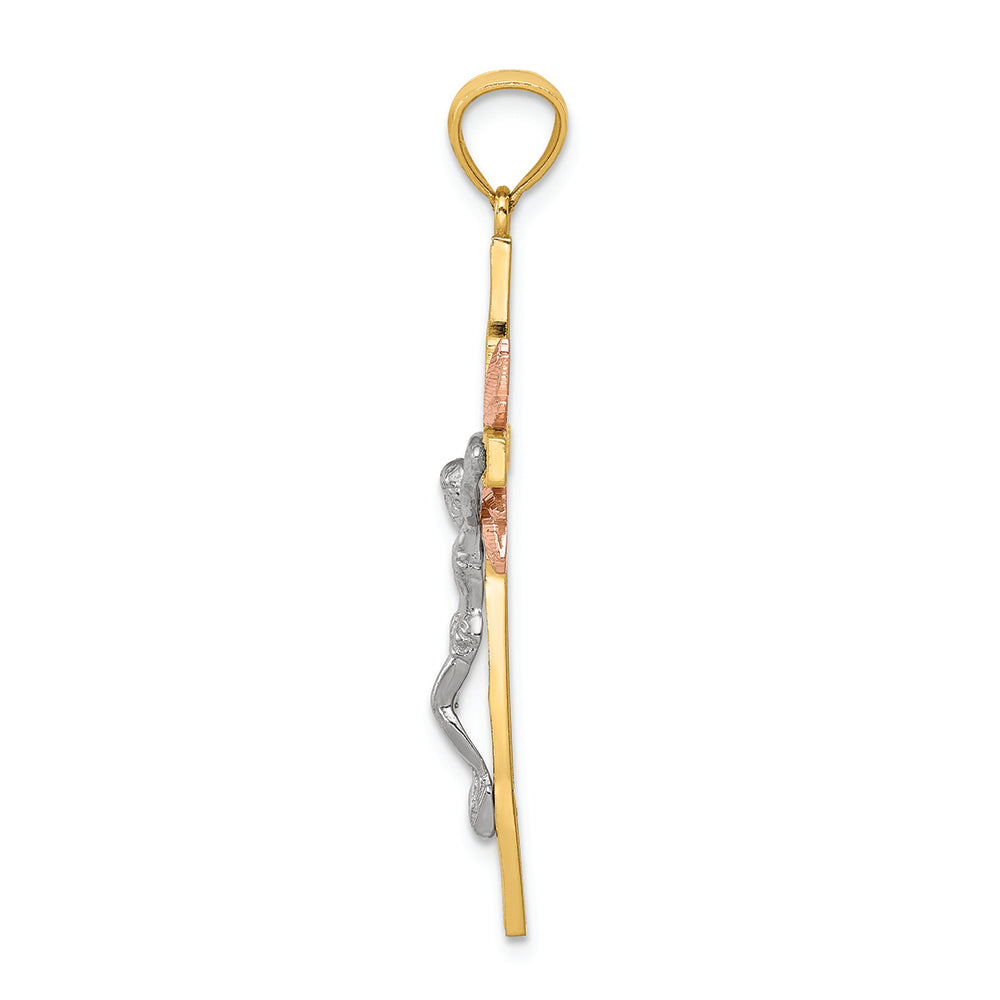 FJC Finejewelers 14 Kt Tri Color Gold Crucifix Charm