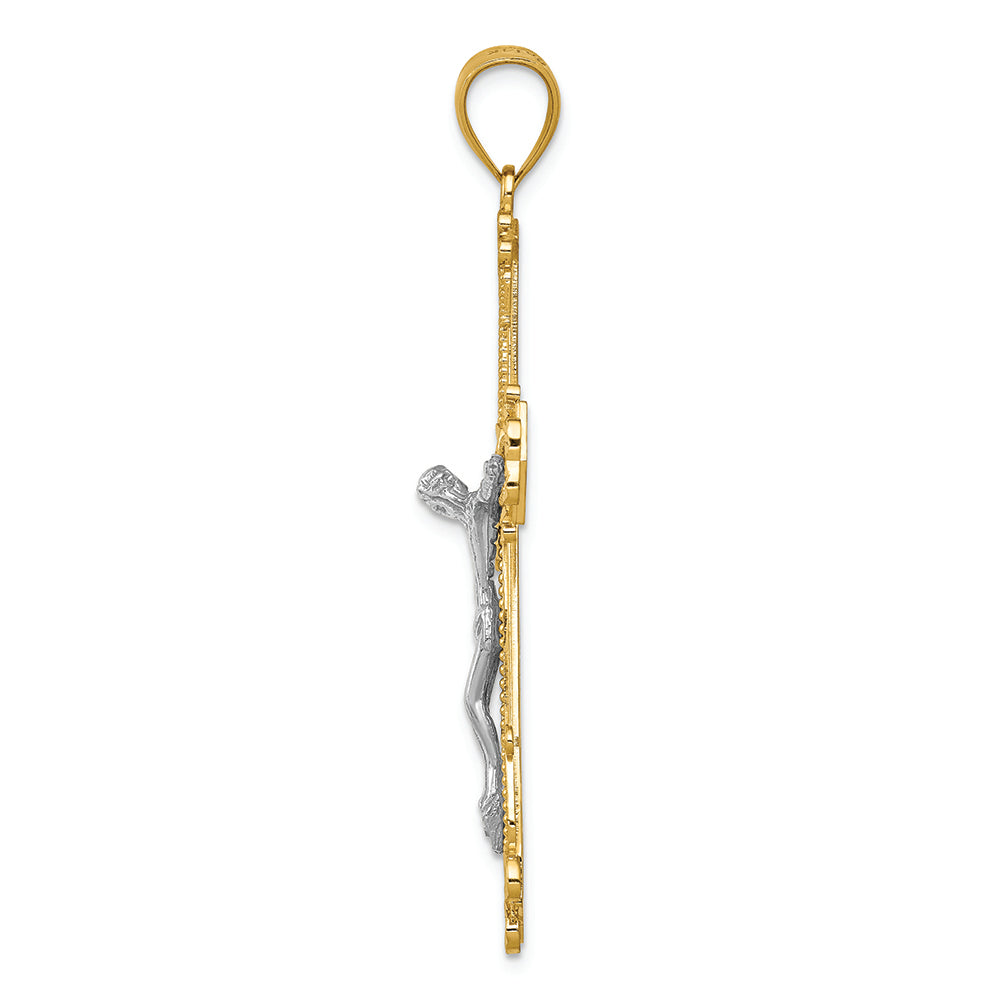 FJC Finejewelers 14k Two-tone Gold Bright Cut Crucifix Charm