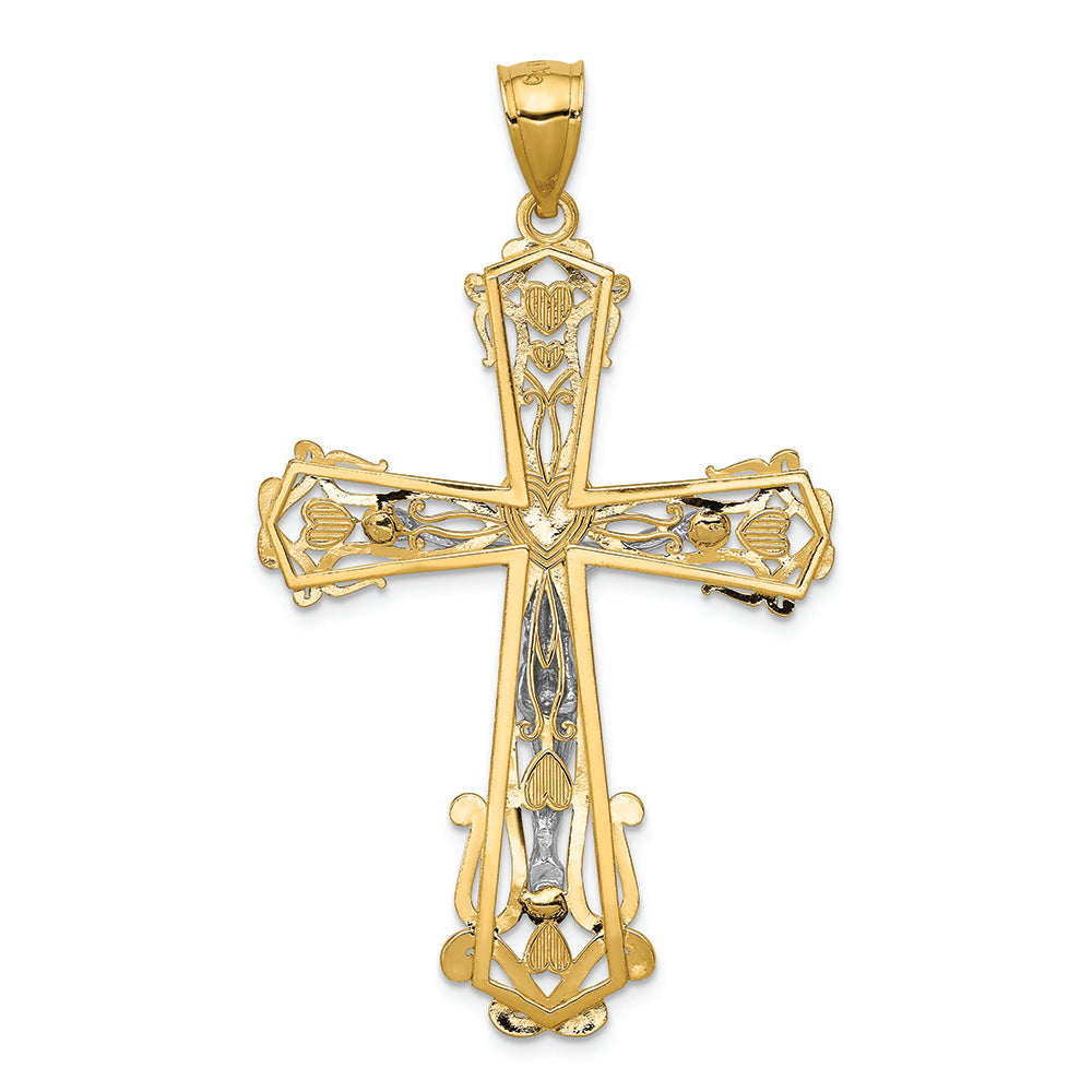 FJC Finejewelers 14k Two-tone Gold Bright Cut Crucifix Charm