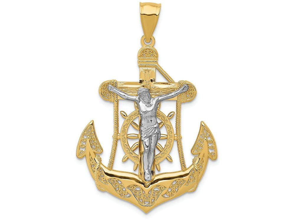FJC Finejewelers 14k Two-tone Gold Mariner's Cross Charm