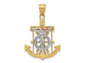 FJC Finejewelers 14 Kt Tri Color Gold Bright Cut with Textured Mariner's Cross Charm